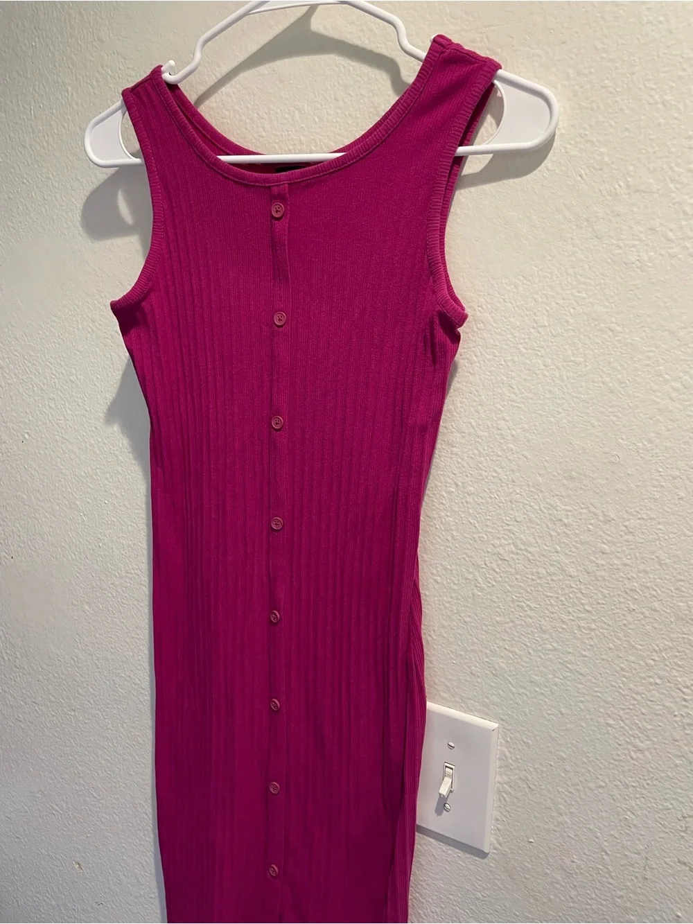 🌸Art Class Girls XL 14/16 Fuchsia Ribbed Button Tank Dress